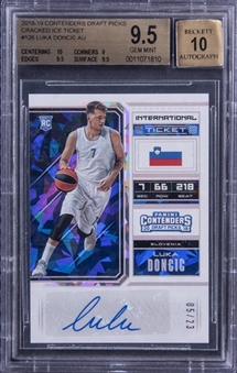 2018-19 Panini Contenders Draft Picks "Cracked Ice Ticket" #126 Luka Doncic Signed Rookie Card - BGS GEM MINT 9.5/BGS 10 
